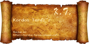 Kordos Teréz névjegykártya